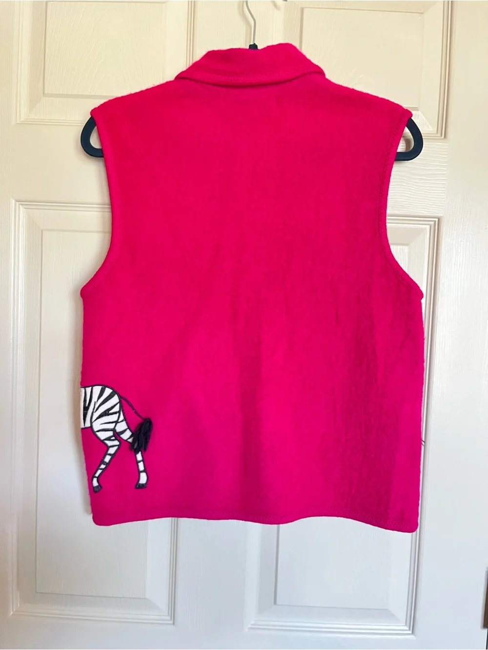 Lisa International Bright Hot Pink Wool Zebra Zip Vest - Picture 4 of 4